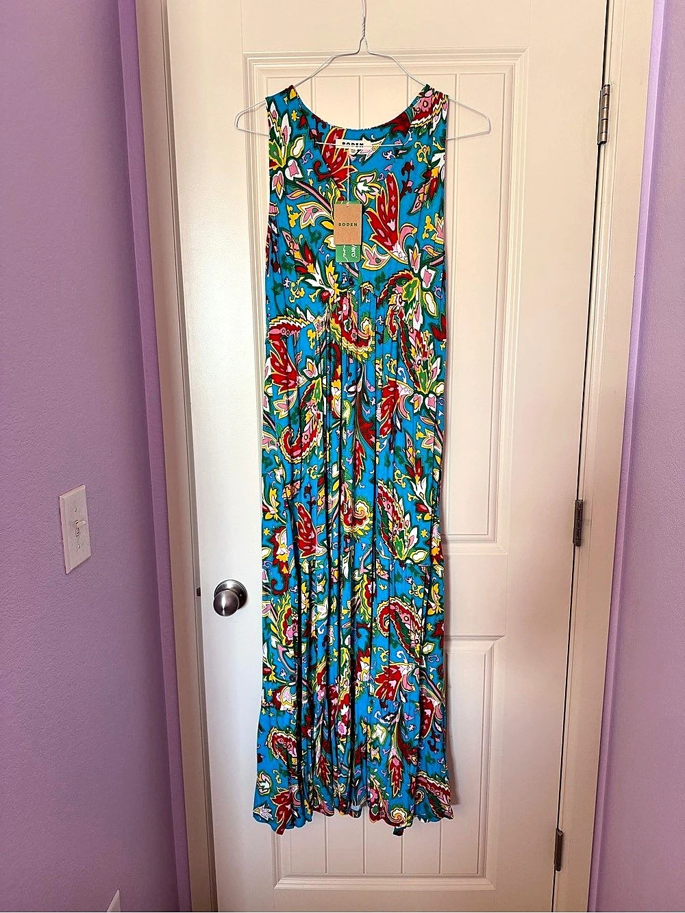 Boden Floral Maxi Dress in Blue & Red NWT